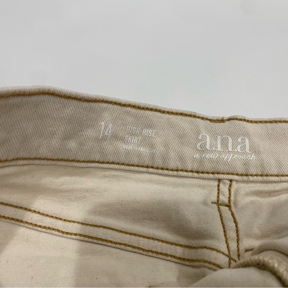 Beige Denim Mini Skirt- high rise skirt- Ana- SZ 14 - Picture 3 of 5